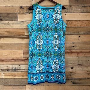 London times blue multi dress | size 16